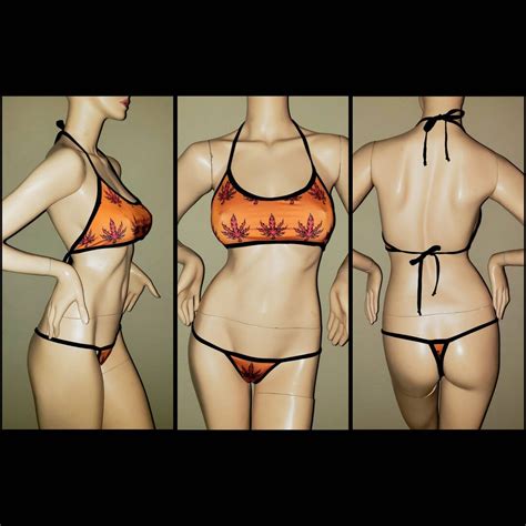 Sexy String Bikini Gifts For Women Sexy Gift For Her Orange Set Rave Outfits Stripper Clothes