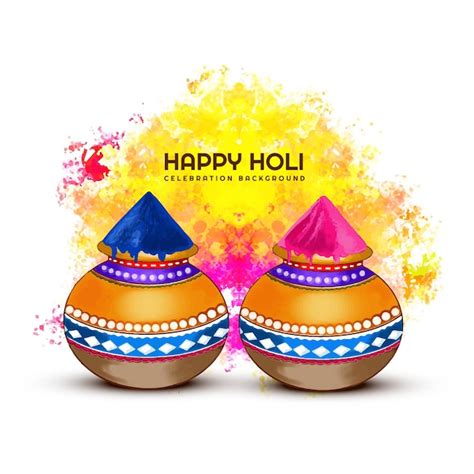 Free Vector Happy Holi Celebration Colorful Greeting Card Background