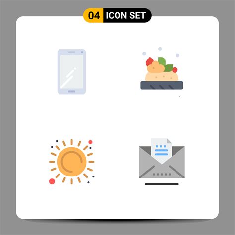 Flat Icon Pack of 4 Universal Symbols of phone sun huawei food heat