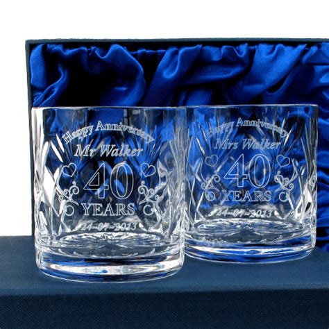 Personalised 40th Wedding Anniversary Mr And Mrs Whisky Glasses