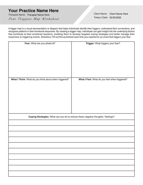 Fear Triggers Map Worksheet Editable Fillable Printable Pdf Nbkomputer