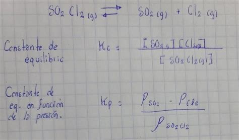 Determina La Constante De Equilibrio Para La Siguiente Reacci N So Ci