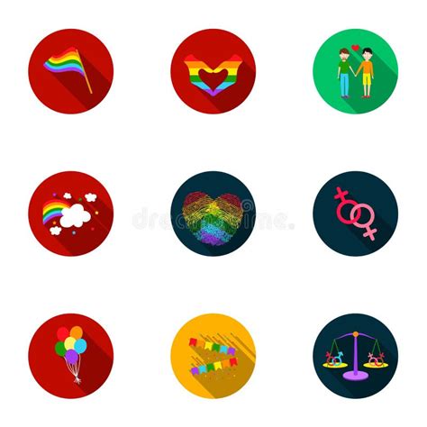Gay Set Icons In Flat Style Big Collection Of Gay Symbol Stock Vector Illustration Of Arrow