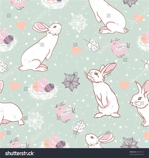 Rabbit Easter Seamless Pattern Stock Vector Illustration 96441512