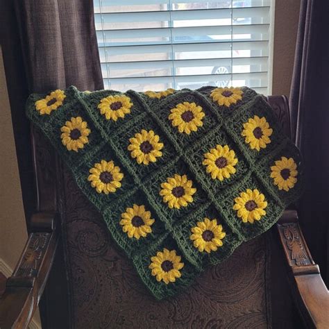 Crochet Sunflower Blanket - Etsy