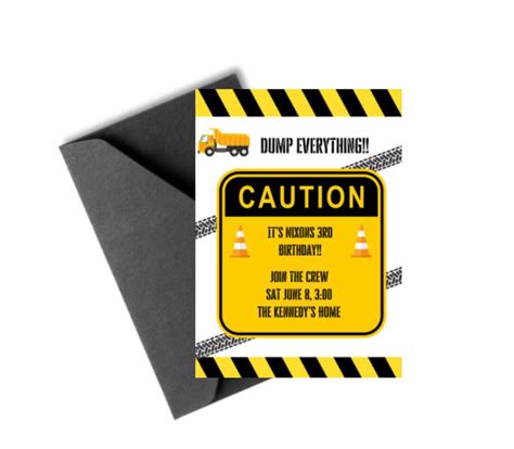 Construction Birthday Party Invitation Dump Everything Etsy