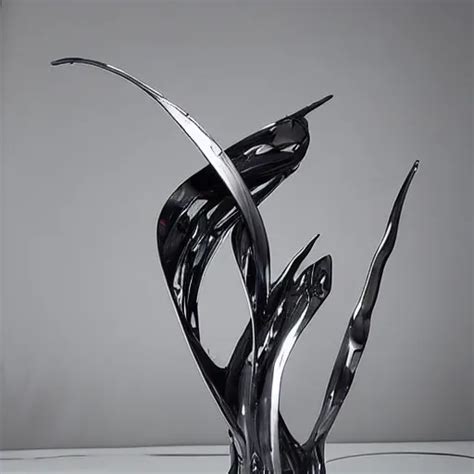 Liquid Forms In Metal Abstract Sculpture Cyberpunk Stable Diffusion