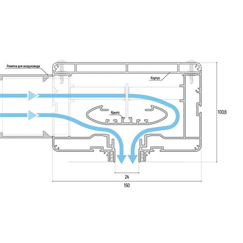 Щелевая решётка SLOTT 5+ диффузор под натяжной потолок 1500 х 24 с ...