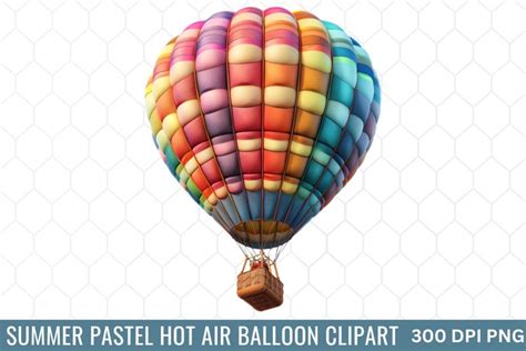 Summer Pastel Hot Air Balloon Clipart
