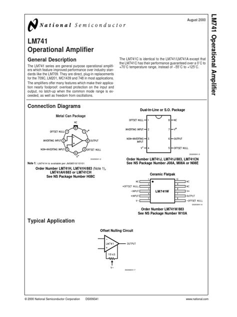 Lm741pdf Operational Amplifier Amplifier