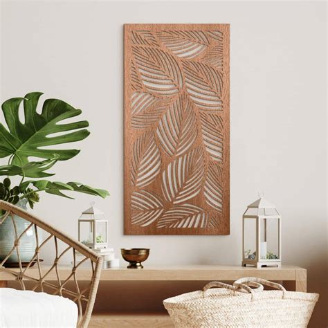 Houten Wanddecoratie Mahoniefineer Bladeren Wall Art Nl