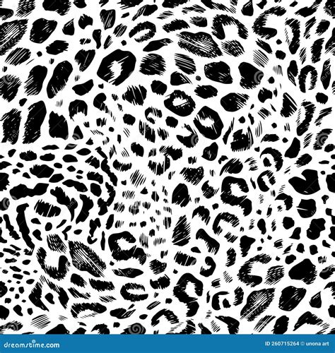 Seamless Pattern of Leopard Spots. Jaguar Skin. Vector Black and White ...