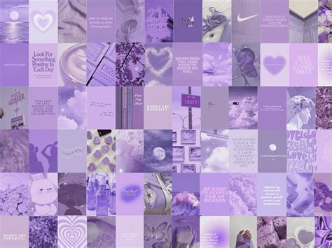 75 PCS Purple Aesthetic Collage Kit Purple Wall Art Purple Decor