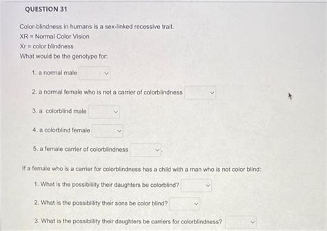 Solved Color Blindness In Humans Is A Sex Linked Recessive Chegg