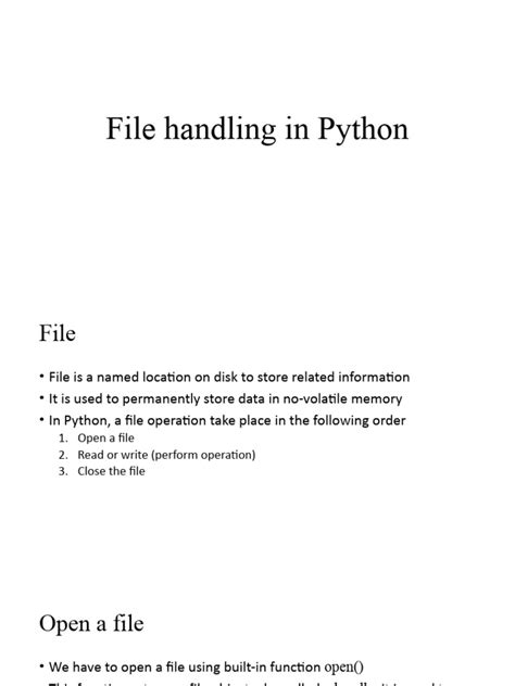 File Handling In Python Pdf