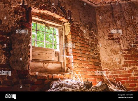 Old broken window in an abandoned bid. The sun glows inside an abandoned church Stock Photo - Alamy