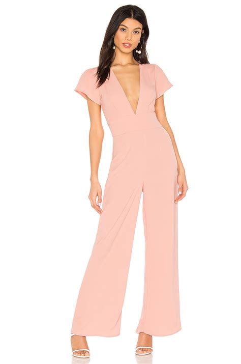 Superdown Penny Deep V Jumpsuit In Nude Revolve
