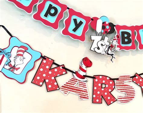 Dr Seuss Birthday Decor Package Dr Seuss Happy Birthday Banner Dr