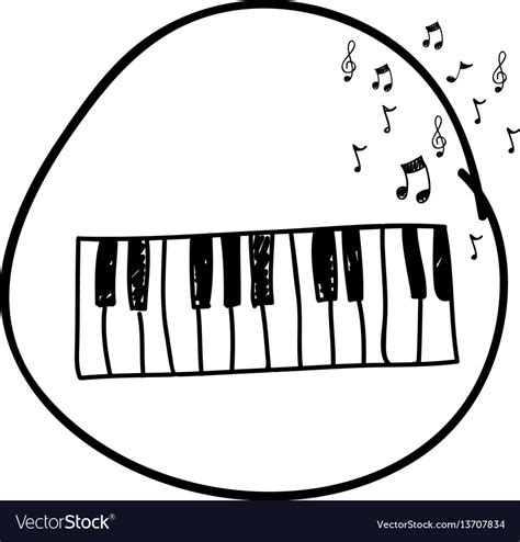 Monochrome Hand Drawing Of Piano Keyboard In Vector Image