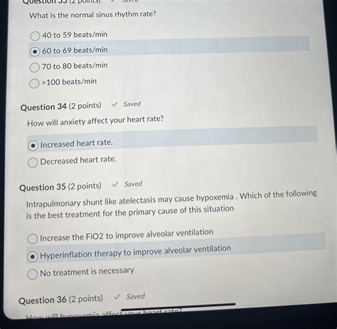 Solved What is the normal sinus rhythm rate?40 ﻿to 59 ﻿beats | Chegg.com