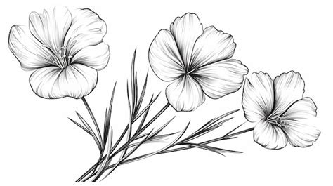 Flax Flower Graphic Black White Isolated Sketch Illustration Premium