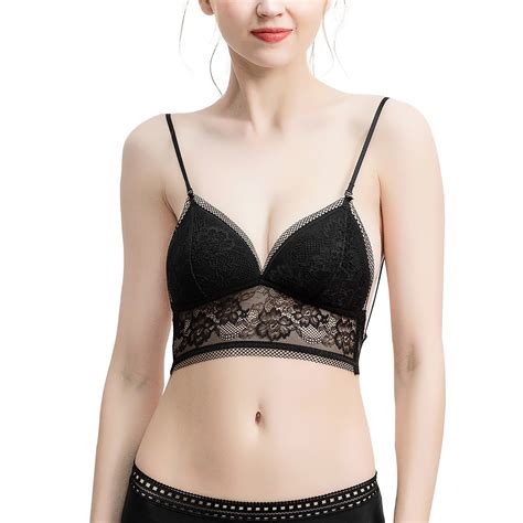 Lycaql Lingerie For Women Women S Low Back Bra Lace Glossy U Shape Backless Bra B Black