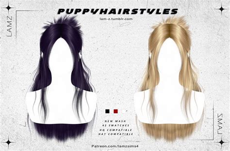 Lamz Puppyhairstyles F Patreon In Sims Hair Sims Mods