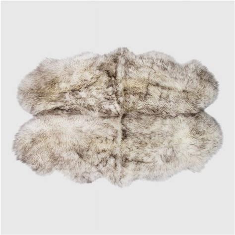 RUSTIC SHEEPSKIN QUARTO PELT RUG WOLF TIP Walmart