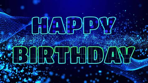 Text Happy Birthday 3d Digital Technology Animated On Blue Particle