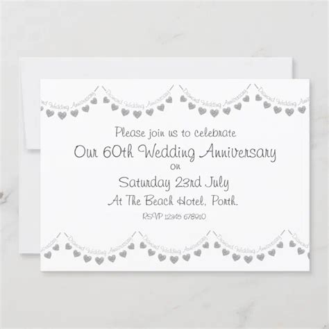 Modern 60th Diamond Wedding Anniversary Invitation Zazzle