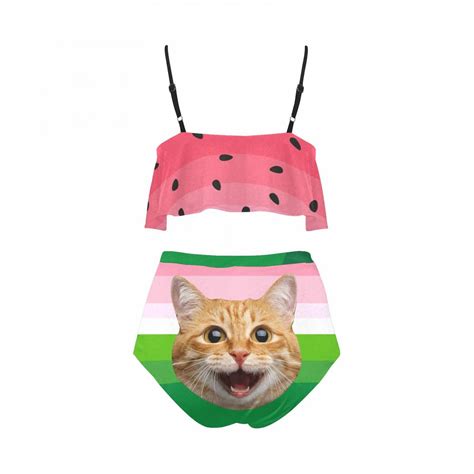 Custom High Waisted Flounce Bikini Set Women Personalized Swimsuit Design Bathing Suit Swimwear