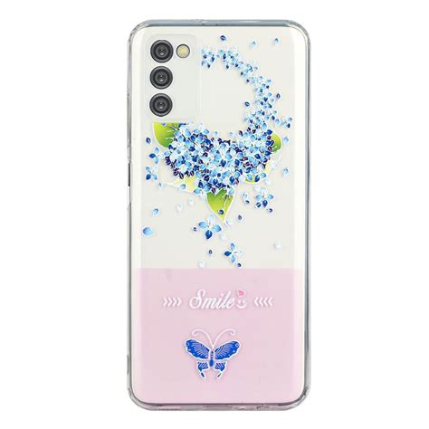 For Samsung Galaxy A03s Bronzing Butterfly Flower Phone Case (Hydrangea