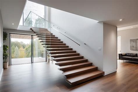 Premium Ai Image Minimalist Floating Staircase With Stainless Steel