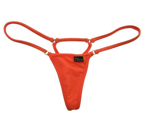 Neon Orange Micro Thong Bikini String Bottom Neon Minimal Coverage Bikini Orange Cheeky Thong