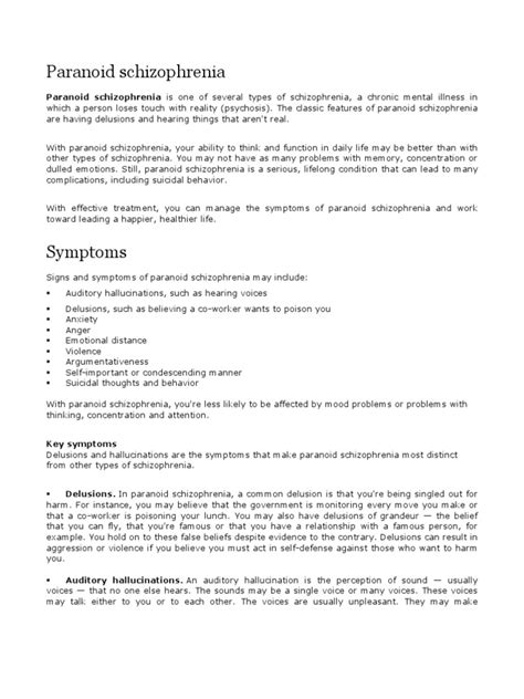 Understanding Paranoid Schizophrenia: Causes, Symptoms, Diagnosis and ...