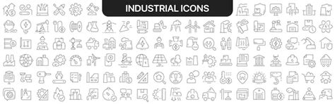 Colección de iconos industriales en negro conjunto grande de iconos