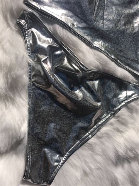 Metallic Silver 2 Piece Set Bikini Sexy Bikini Beachwear Etsy