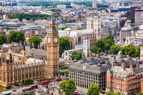 London Aerial View Of Big Ben And Westminster Abbey Stock Photo Image