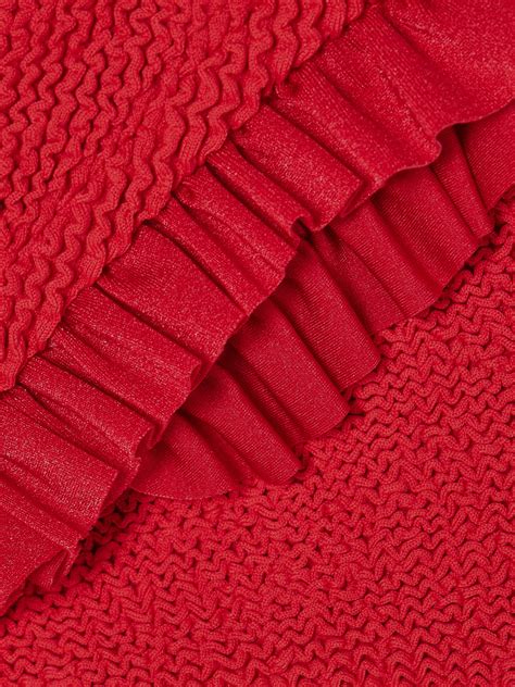 Osiris metallic ruffled seersucker bandeau bikini HUNZA G 네타포르테