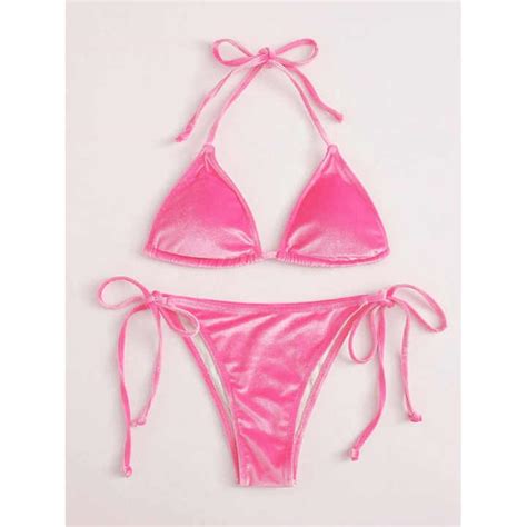 2023 Sexy Velvet Lace Up High Waist Bikini Women S Swimwear