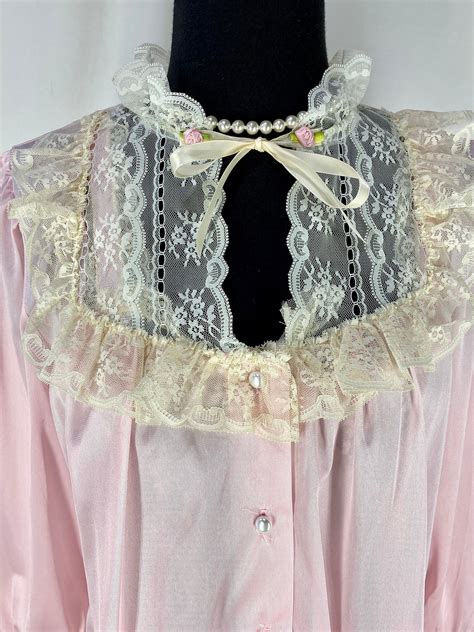 Vintage Lingerie Set Shepler S Mary Jane Western Pink Nightgown Bed Jacket Lace Large NOS Etsy