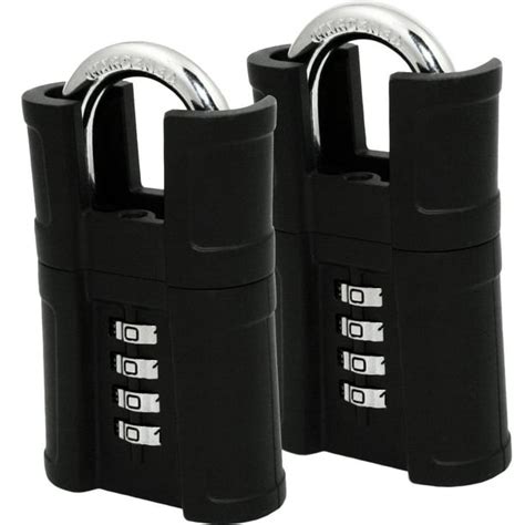 Combination Padlock With Square Shrouded Shackle 2 Pack