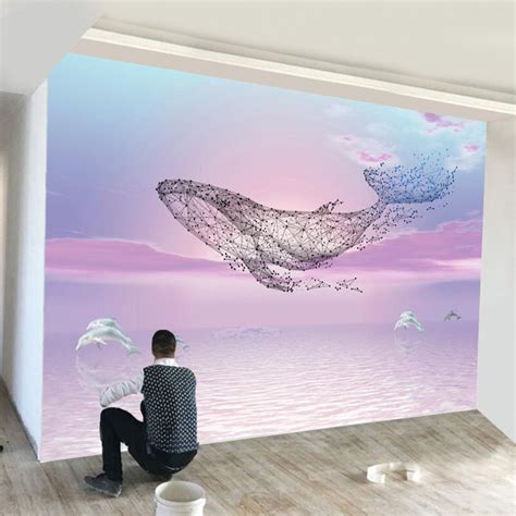 HOT 8D สามมตยโรปเหนอเรขาคณตปลาวาฬวอลลเปเปอรพนหลงทววอลลเปเปอรหองนงเลนหองนอนตก