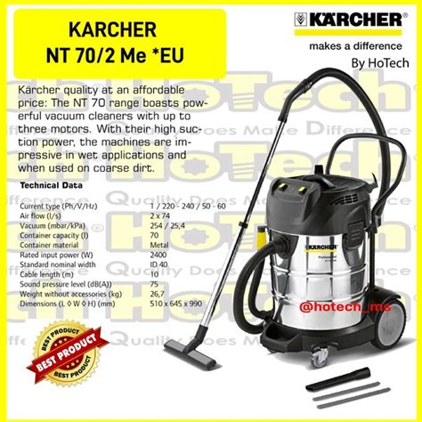 Jual Karcher Wet And Dry Vacuum Cleaner Nt Me Eu Watt Tank