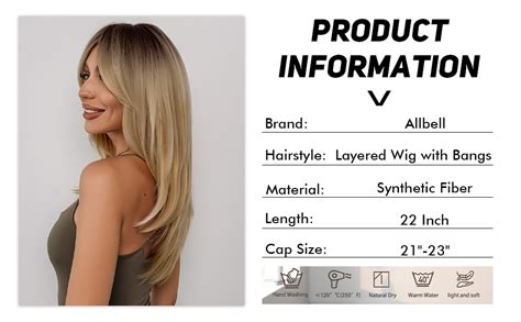Amazon Allbell Blonde Wig For Women Long Straight Layered Wig With Bangs Ombre Blonde