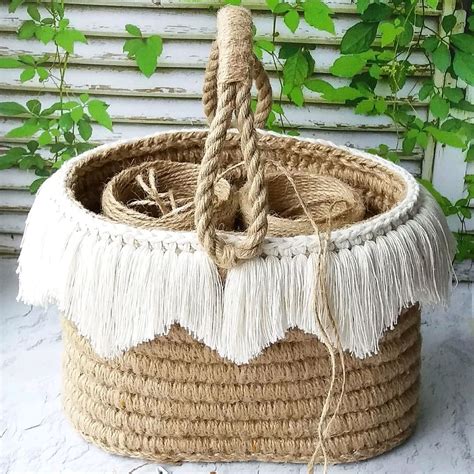 Корзина из джута с деревянным дном. Корзинка с ручками в интернет ...