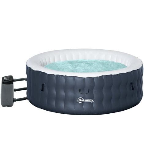 Outsunny Round Inflatable Hot Tub Bubble Spa W Pump Cover Person Blue