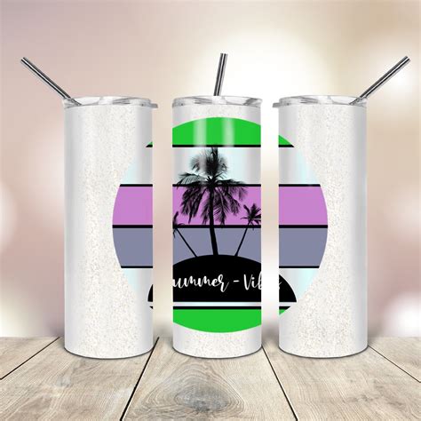 20 Oz Skinny Tumbler Png Summer Beach Wrap Tapered Straight Template Digital Download