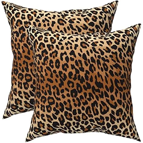 Набор из 2 декоративных подушек с леопардовым принтом, наволочки с ...