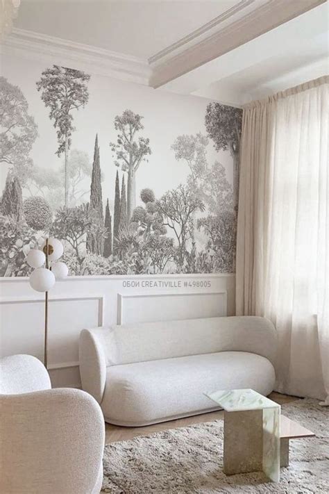 Обои с тропическими деревьями в стиле фрески | classical interior ...